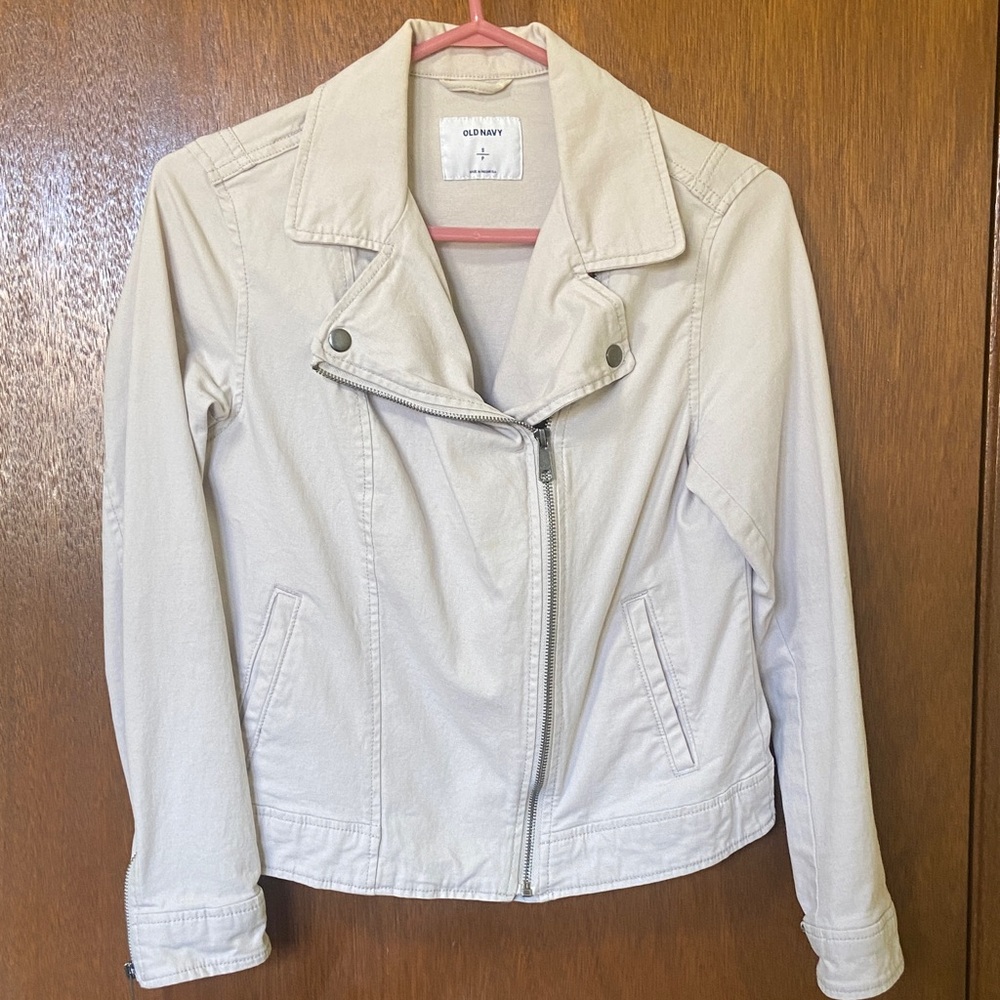 Old Navy Women's Light Cream Moto-Style Jacket